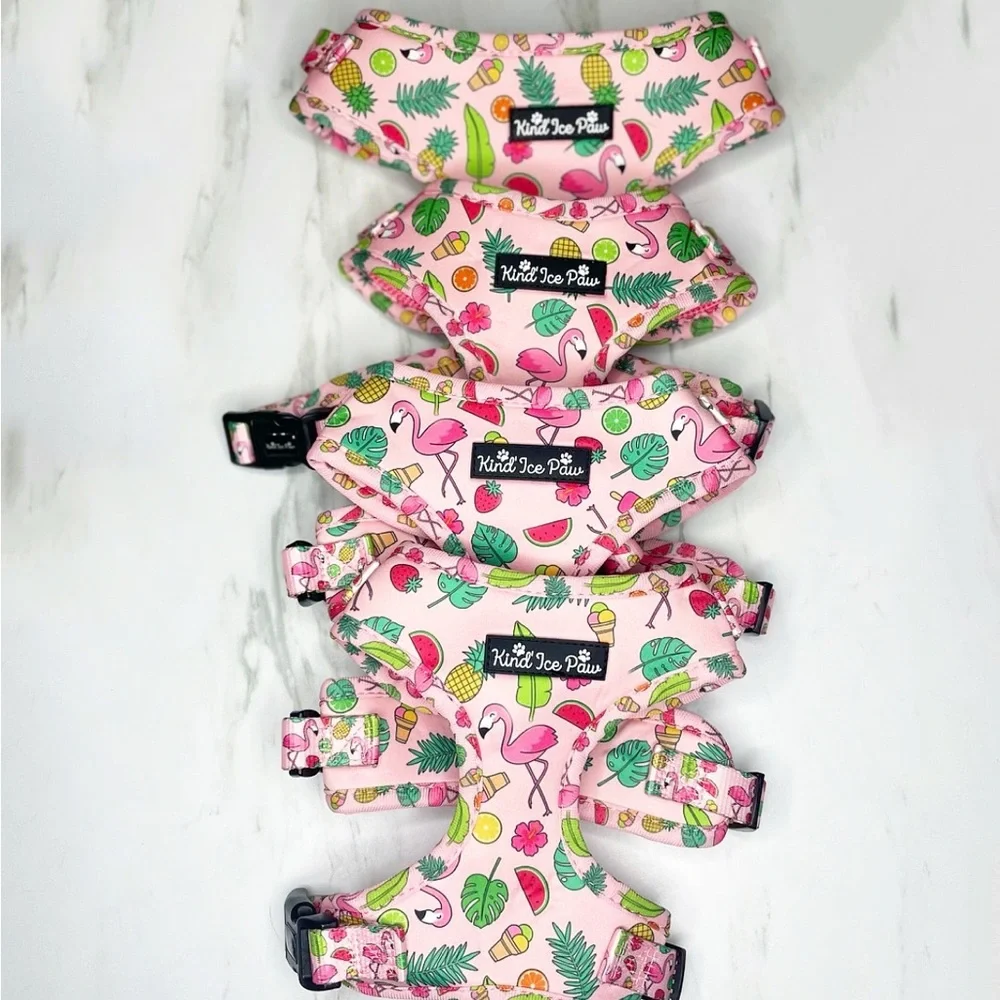 Pink Flamingo fun Dog Harness - Tropical Pattern fruit fun summer spring girly